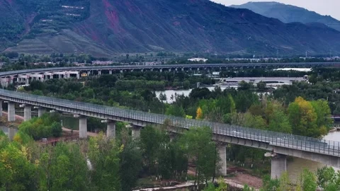 XINING, 12th, 2025: Drone shot of  central residential neighborhood of Xining, Stock Footage 325134891