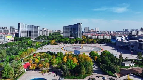 XINING,12th, 2025: Drone shot of  central residential neighborhood of Xining, Stock Footage 325164886
