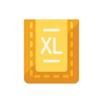 Xl label icon flat vector. Fabric cloth Stock Illustration