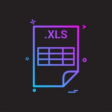 XLS application download file files format icon vector design Illustrazione stock