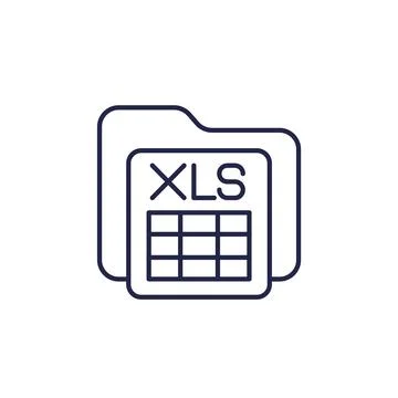 Xls document line icon with a file folder 스톡 일러스트