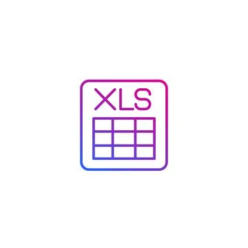 Xls document vector line icon on white Stock Illustration