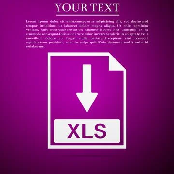 XLS file document icon. Download XLS button icon isolated on purple background Stock Illustration