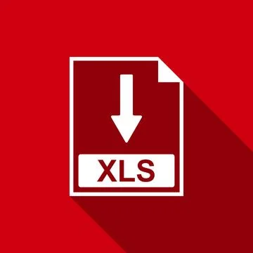 XLS file document icon. Download XLS button icon isolated with long shadow. Flat Stock Illustration