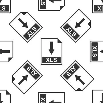 XLS file document icon. Download XLS button icon seamless pattern on white 스톡 일러스트