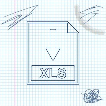 XLS file document icon. Download XLS button line sketch icon isolated on white Stock Illustration