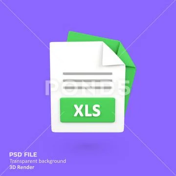 XLS file document type isolated 3d render icon illustration PSD Template
