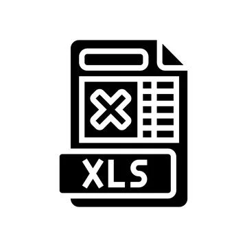 Xls file format document glyph icon vector illustration Illustrazione stock