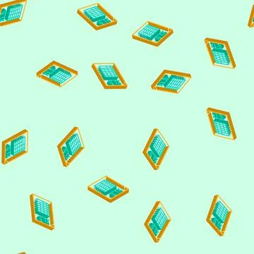 Xls file format document isometric icon seamless pattern Stock Illustration