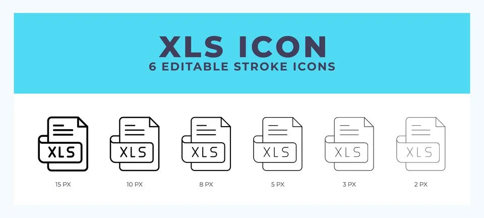 Xls file icon with editable stroke. Outline icon vector illustration. 스톡 일러스트