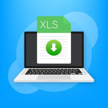 XLS file icon. Spreadsheet document type. Modern flat design graphic illustra Stock Illustration