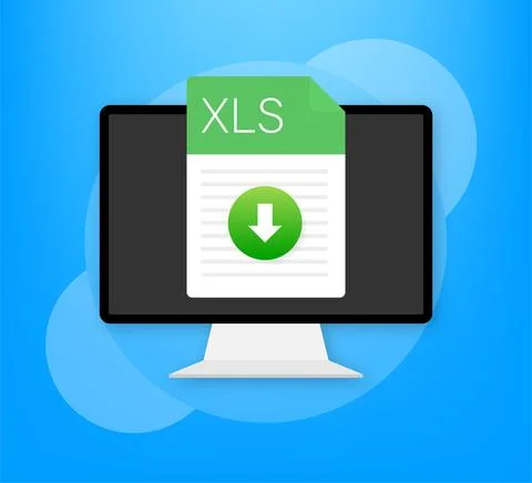 XLS file icon. Spreadsheet document type. Modern flat design graphic illustra Stock Illustration