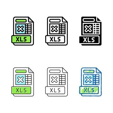 Xls file multistyle format document color icon vector 스톡 일러스트