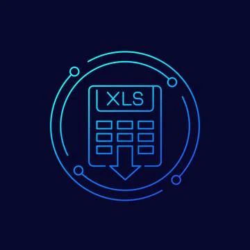 Xls icon, download document linear vector Stock Illustration