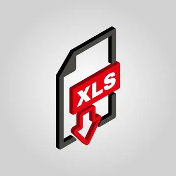 The XLS icon.3D isometric file format symbol. Flat Vector Illustrazione stock