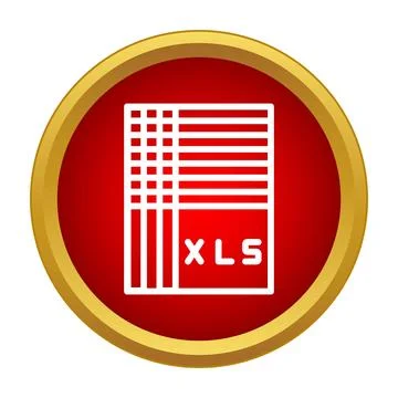 Xls spreadsheet file icon on red background Stock Illustration
