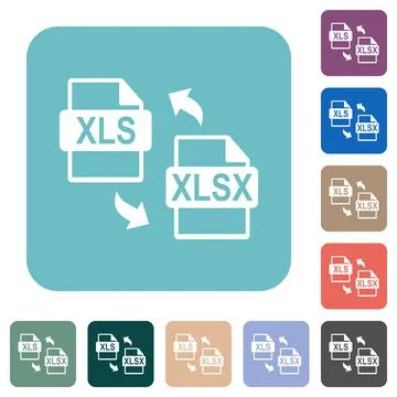 XLS XLSX file conversion rounded square flat icons Stock Illustration