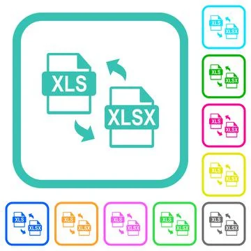 XLS XLSX file conversion vivid colored flat icons Stock Illustration