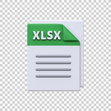 XLSX file, format, 3D icon. Stock Illustration