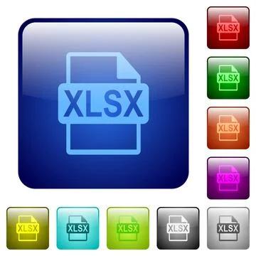 XLSX file format color square buttons Stock Illustration