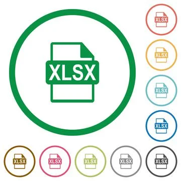 XLSX file format flat icons with outlines Stock Illustration