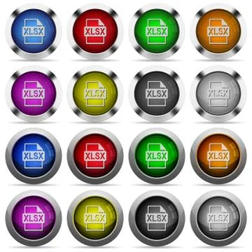 XLSX file format glossy button set Stock Illustration