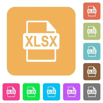 XLSX file format rounded square flat icons Stock Illustration