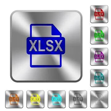 XLSX file format rounded square steel buttons Stock Illustration
