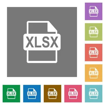 XLSX file format square flat icons Stock Illustration