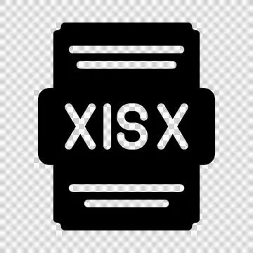 Xlsx file icon solid style. Spreadsheet file type, extension, format icons. Stock Illustration