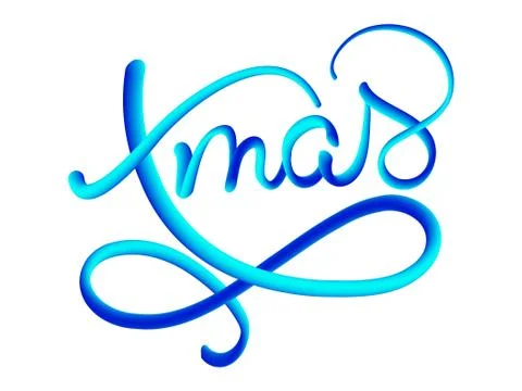 Xmas blue gradient vector text on dark brown background. Christmas Calligraphic Stock Illustration