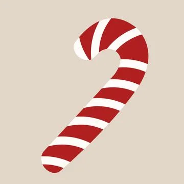 Xmas candy cane isolated on backdrop. Vector illustration. Top view on icon.. Stock Illustration