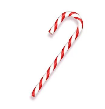 Xmas candy cane isolated on white background. Greeting card template for Stock Illustration