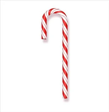 Xmas candy cane isolated on white background. Greeting card template for Stock Illustration