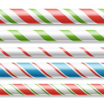 Xmas Candy Cane Vector. Horizontal Seamless Pattern Isolated On White. Good For Stock Illustration