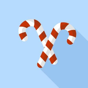 Xmas candy stick icon, flat style Stock Illustration