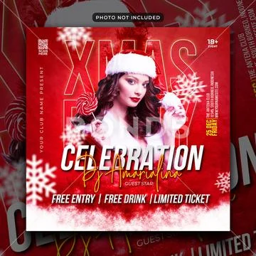 Xmas celebration event party flyer PSD Template