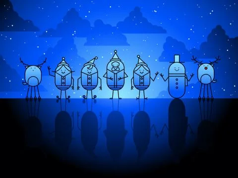 Xmas characters background Stock Illustration