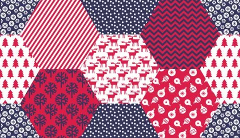 Xmas classic patchwork seamless pattern Stock Illustration