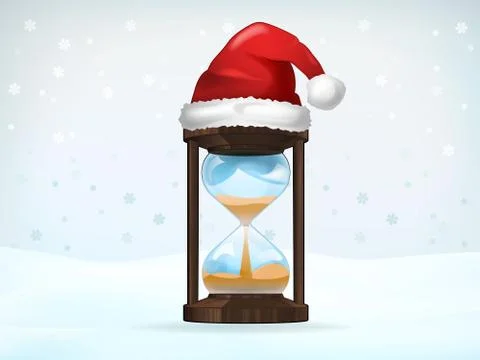 Xmas countdown covered with santa cap vector illustration 스톡 일러스트