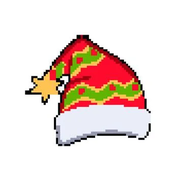 Xmas elf santa hat pixel art vector illustration Stock Illustration