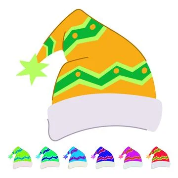 Xmas elf santa hat vector cartoon graphic Stock Illustration