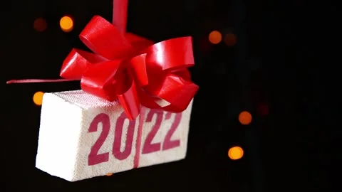 Xmas gift box with text 2022 Stock Footage 164088493