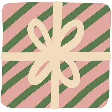 Xmas gift icon present wrap vector top view Illustration