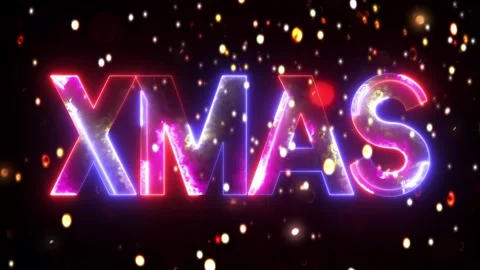 XMAS glowing neon text with animated bright particles. Xmas text generated .. Stock Footage 290074281