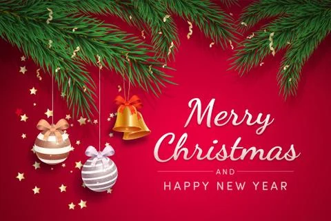 Xmas greeting card vector template. Merry christmas and happy new year postcard Stock Illustration