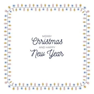 Xmas light bulbs frame, vertical rectangle shape. Simple but cute Christmas h Illustrazione stock