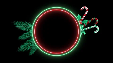 XMAS NEON ROUND FRAME 스톡 동영상 260088327