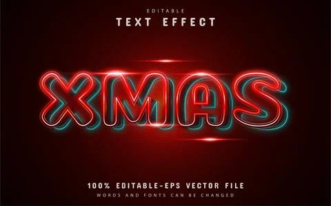 Xmas neon text effect with red gradient Stock Illustration