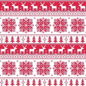Xmas nordic seamless red pattern with deer Stock Illustration
